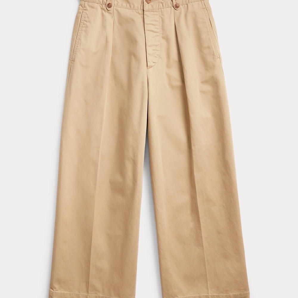 Ralph Lauren cropped cotton wide leg pants in Khaki